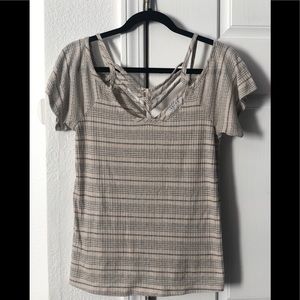 Shortsleeved Top with Front Cutout